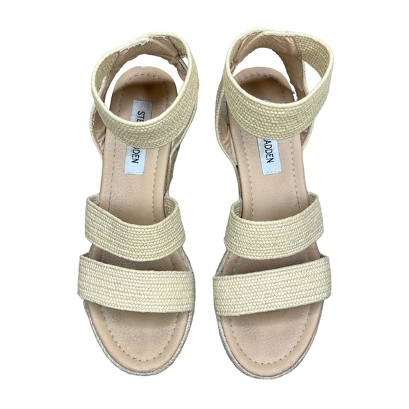 Steve Madden Kadira Espadrille Platform Cork Raffia Wedge Sandals Tan, Women’s 9 - Picture 2 of 7